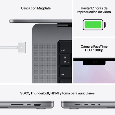 Apple Macbook Pro 14 " /M1 Pro 8 - Core CPU/16GB/512GB SSD/14 - Core GPU Gris Espaciale