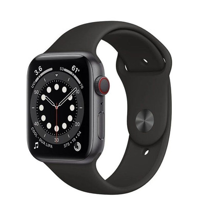 Apple Watch S6 44MM Gris Espacial con correa negra Sport Band MG2E3TY/A