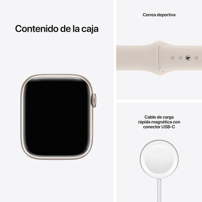 Apple Watch Serie 7 GPS 45mm Caja Aluminio Blanco Estrella / Correa Deportiva Blanco Estrella