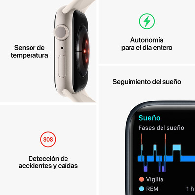 Apple Watch Serie 8 GPS 45mm Blanco Estrella / Correa Blanco Estrella