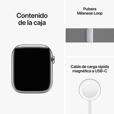 Apple Watch Series 8 GPS/Cellular 45mm Plata / Correa Milanese Loop Plata