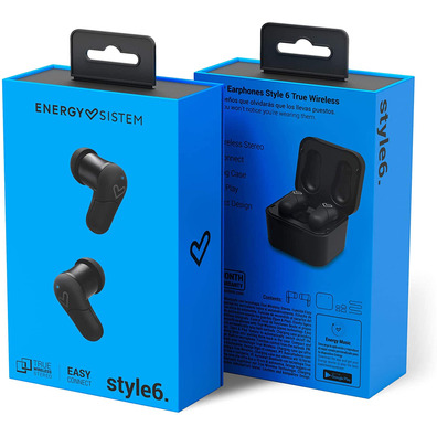 Auriculares Energy Sistem Style 6 True Black Bluetooth