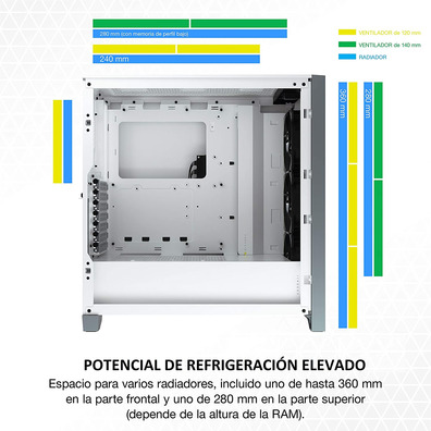 Caja Corsair ICUE 4000X RGB Temperato Glass Blanca