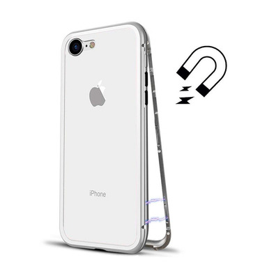 Custodia magnetica con vetro temperato iPhone 7/8 Argento