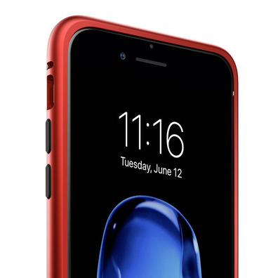 Custodia magnetica con vetro temperato iPhone 7/8 Rosso