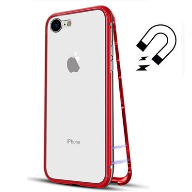 Custodia magnetica con vetro temperato iPhone 7/8 Rosso