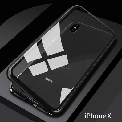 Custodia magnetica con vetro temperato iPhone X/XS Nero