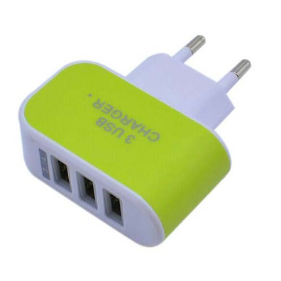 Colorful Charger with 3 USB Ports LED Light - Green