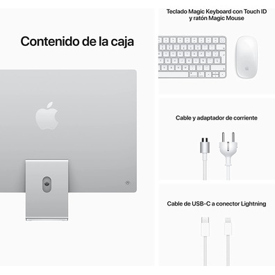 Ordenador Apple iMac 24 '' Retina M1/8GB/256GB SSD Silver 2021 MGPC3Y/A