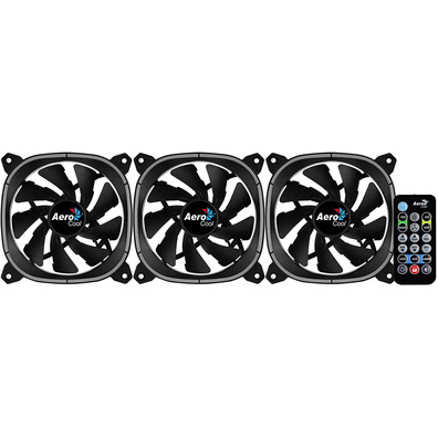 Confezione 3 Ventiladores Aerocool Astro Pro 12 cm + H66F HUB + Mando a Distancia