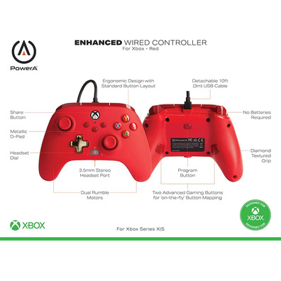 Power A Enhanced Wired Controller Red (Xbox One / Xbox Series X/S)