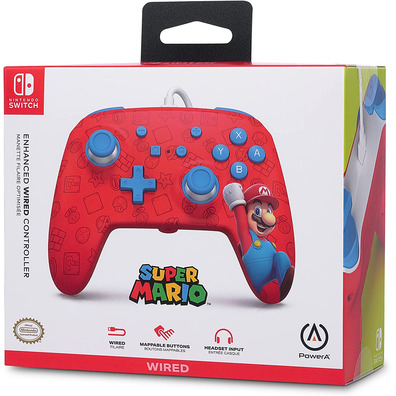 Power A Enhanced Wired Controller Woo - Hoo! Mario (Rosso)