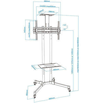 Soporte de suelo con ruedas Tooq FS1470M-B TV/Monitor 37 ''-70' "