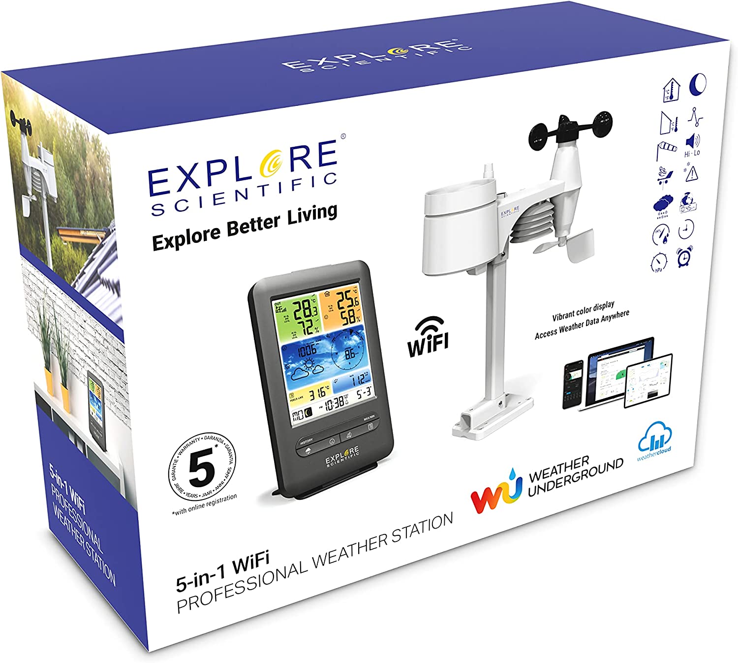 Bresser Stazione Meteo 5 in 1 WLAN con Sensore Esterno